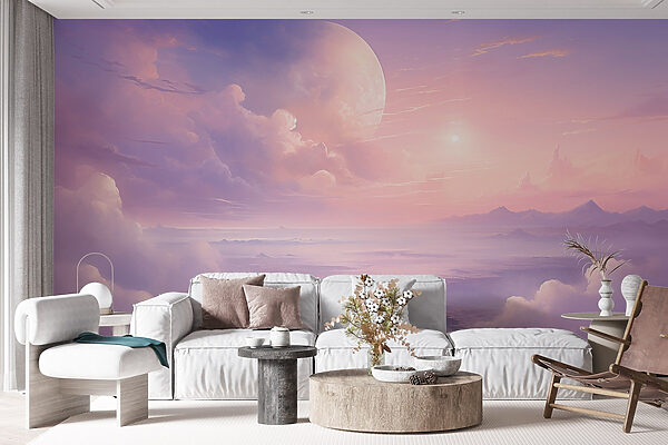 Landscape with clouds and a moon