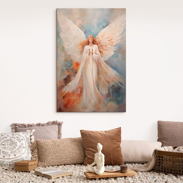 Painting of a woman with wings