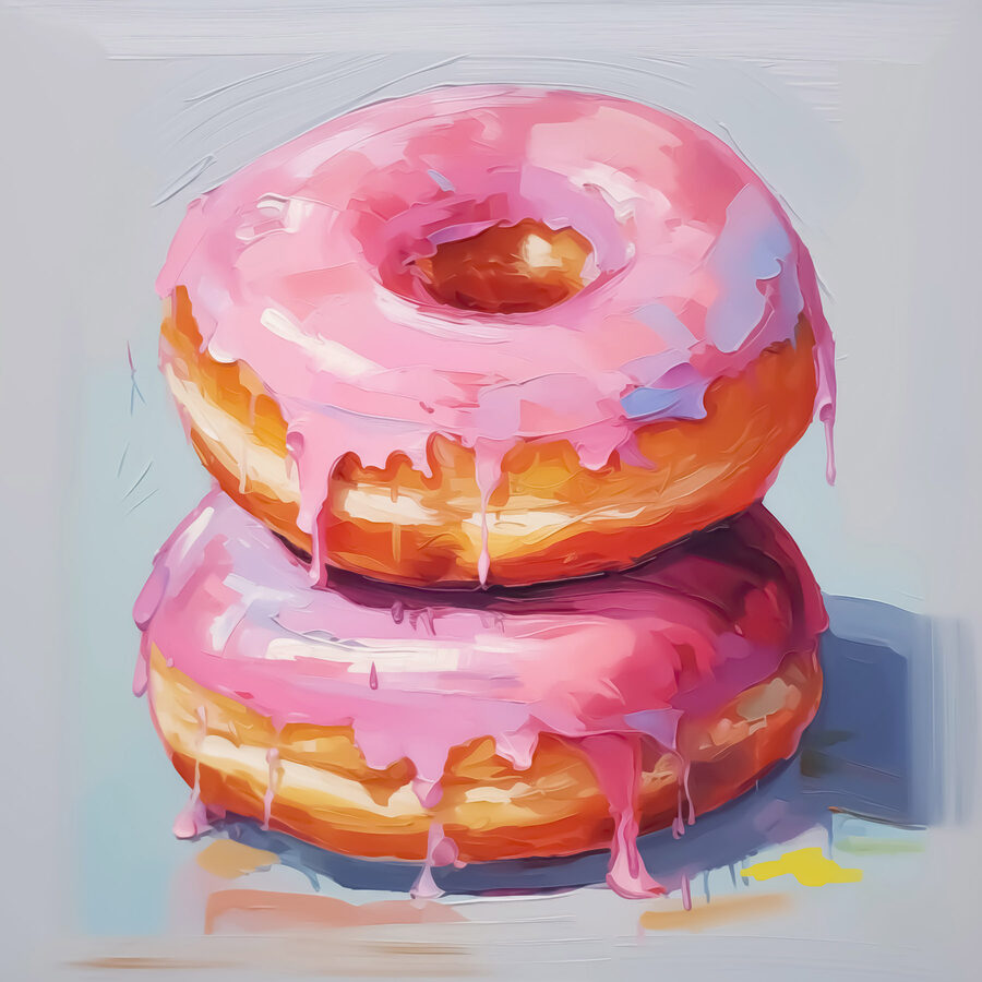 Zwei Donuts mit rosa Zuckerguss Zwei Donuts mit rosa Zuckerguss