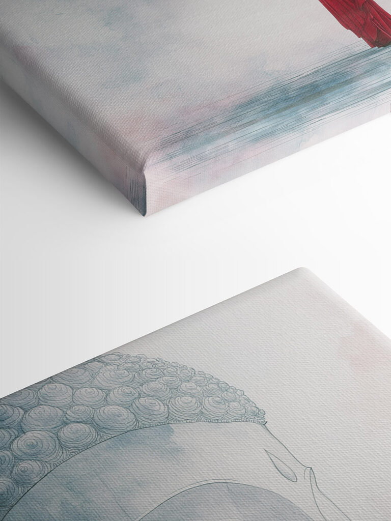 Man standing in front of a large face