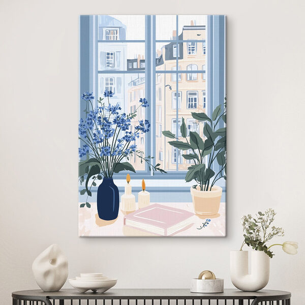 Fenster mit Blumen und Kerzen Wandbilder Fenster mit Blumen und Kerzen