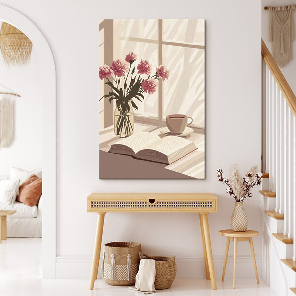 Buch und eine Vase mit Blumen Buch und eine Vase mit Blumen