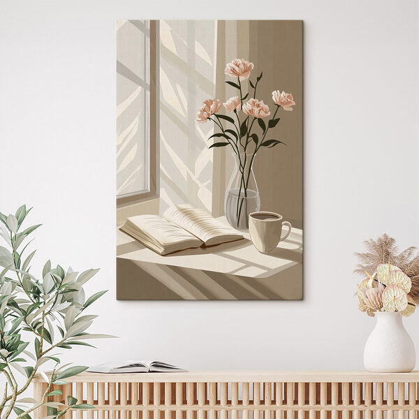 Buch und eine Vase mit Blumen Buch und eine Vase mit Blumen