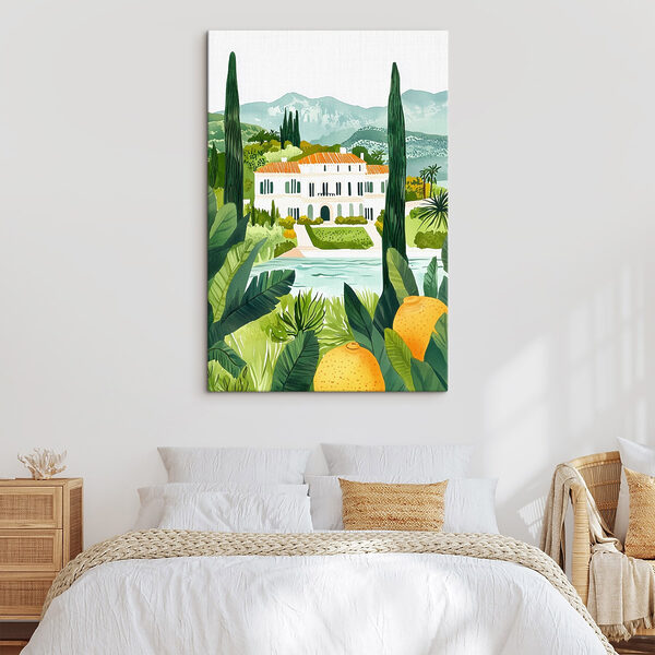 Haus mit Pool und Bäumen Wandbilder Haus mit Pool und Bäumen