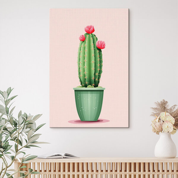 Kaktus mit Blumen in einem Topf Kaktus mit Blumen in einem Topf