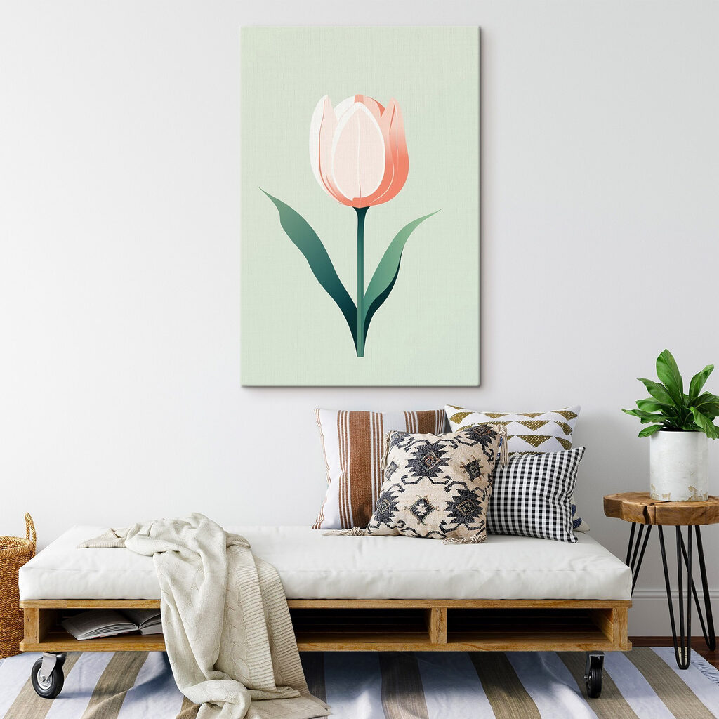 Pink flower with green leaves