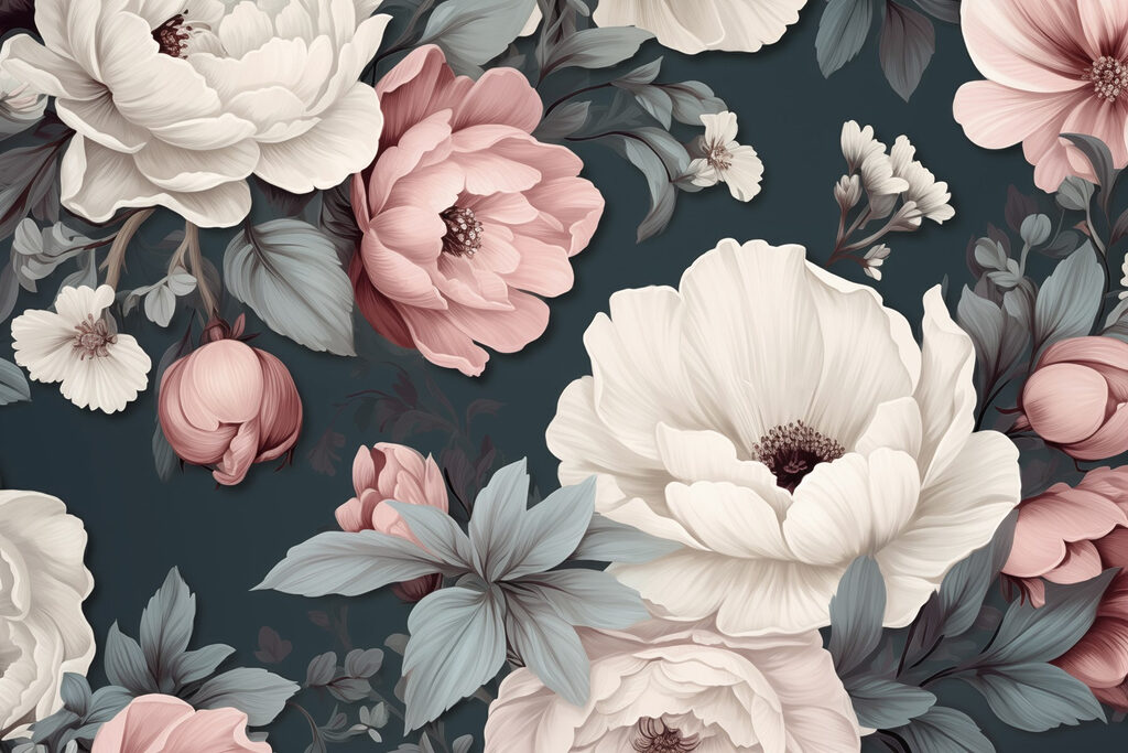 Florales Muster mit weißen und rosa Blumen Florales Muster mit weißen und rosa Blumen