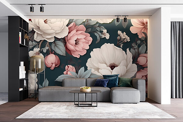 Florales Muster mit weißen und rosa Blumen Florales Muster mit weißen und rosa Blumen