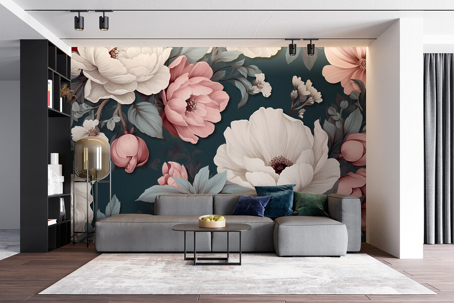 Florales Muster mit weißen und rosa Blumen