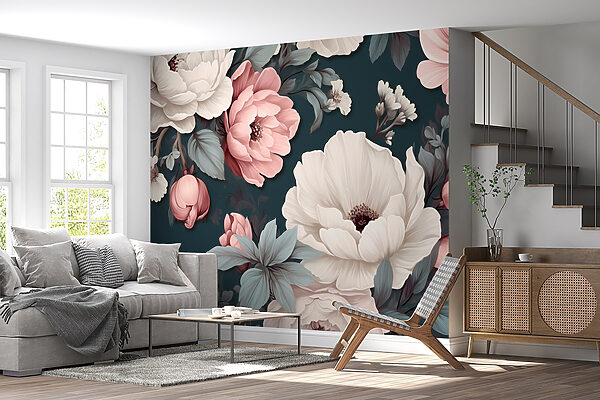 Florales Muster mit weißen und rosa Blumen Florales Muster mit weißen und rosa Blumen