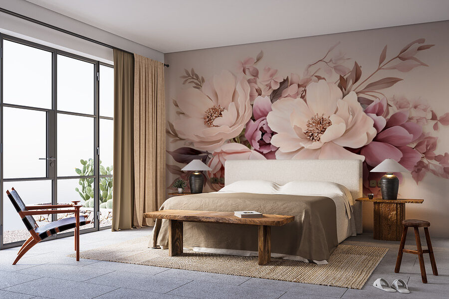 Gruppe von Blumen auf einem weißen Hintergrund