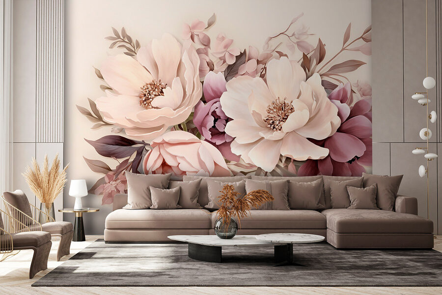 Gruppe von Blumen auf einem weißen Hintergrund