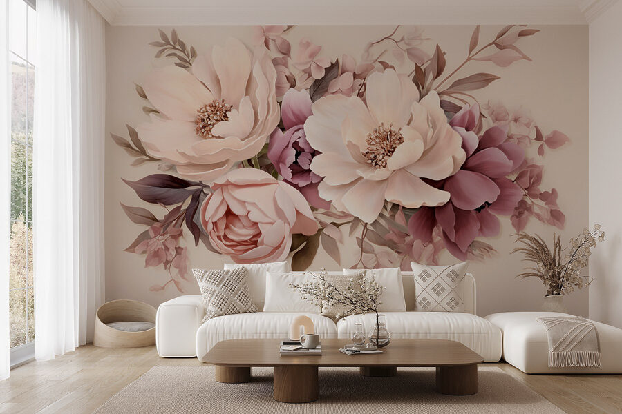 Gruppe von Blumen auf einem weißen Hintergrund