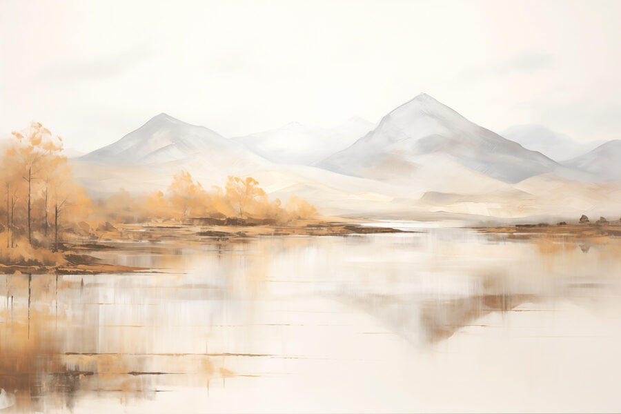 Wasser und Berge in der Ferne Wasser und Berge in der Ferne