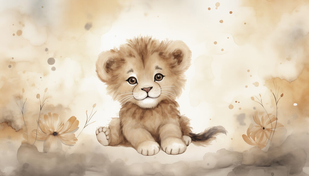 Aquarell eines Löwenjungen Aquarell eines Löwenjungen