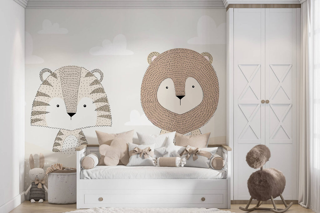 Lion and tiger in a desert Lion and tiger in a desert