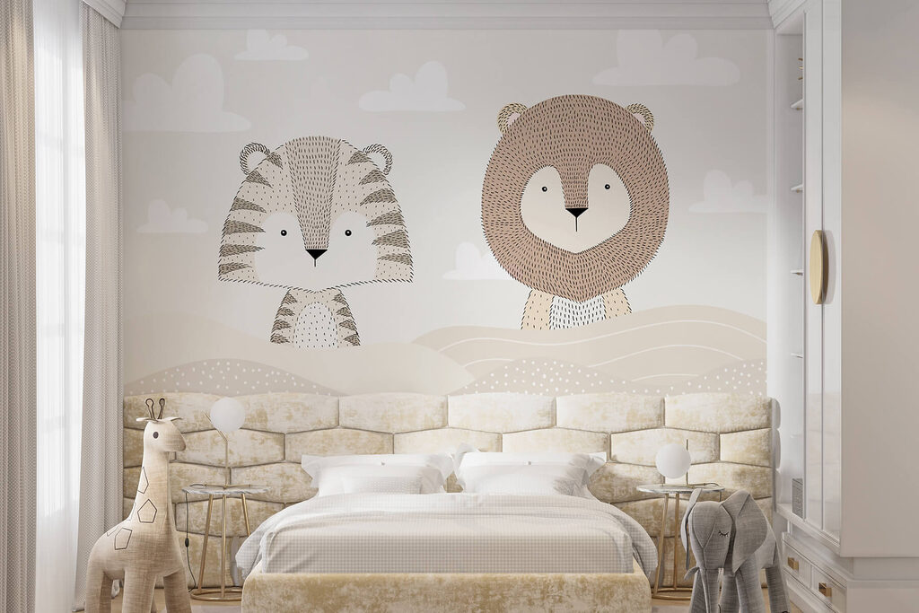 Lion and tiger in a desert Lion and tiger in a desert