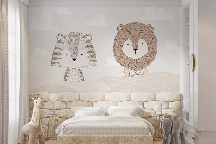 Löwe und Tiger in einer Wüste Löwe und Tiger in einer Wüste