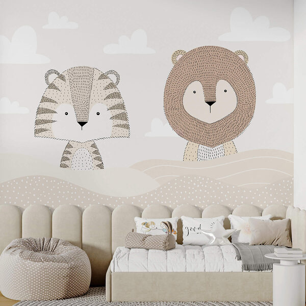 Löwe und Tiger in einer Wüste Löwe und Tiger in einer Wüste