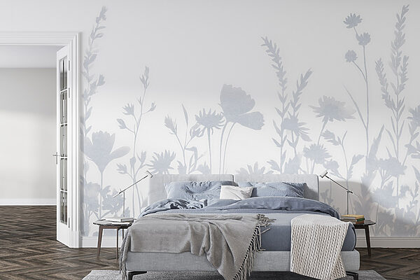 Weiße Blumensilhouetten Weiße Blumensilhouetten