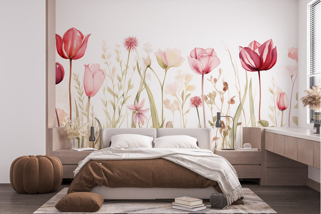 Painting of flowers and grass