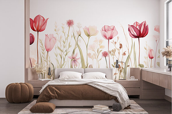 Malerei von Blumen und Gras Malerei von Blumen und Gras