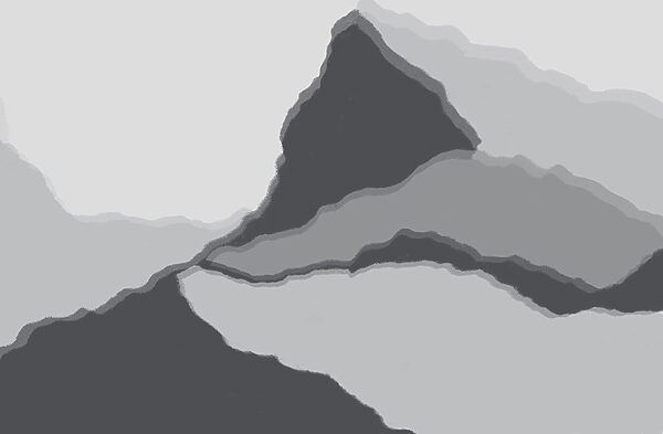 Graues und weißes Bild eines Berges Graues und weißes Bild eines Berges