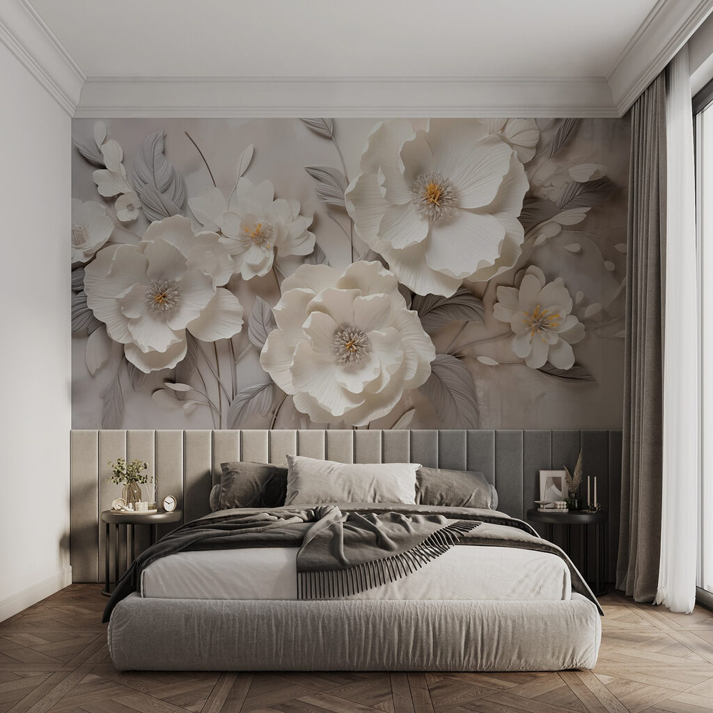 White flowers on a wall White flowers on a wall