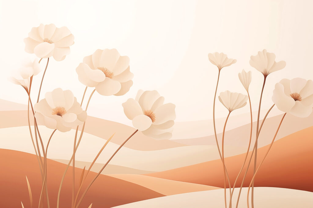 Weiße Blumen in einer Wüste Weiße Blumen in einer Wüste