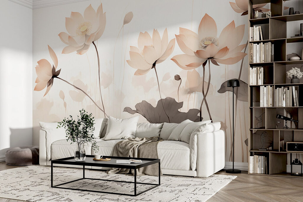 Group of flowers with leaves