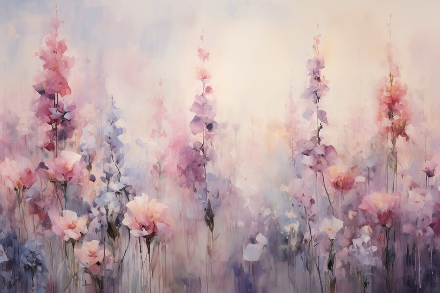 Gemälde von Blumen auf einem Feld