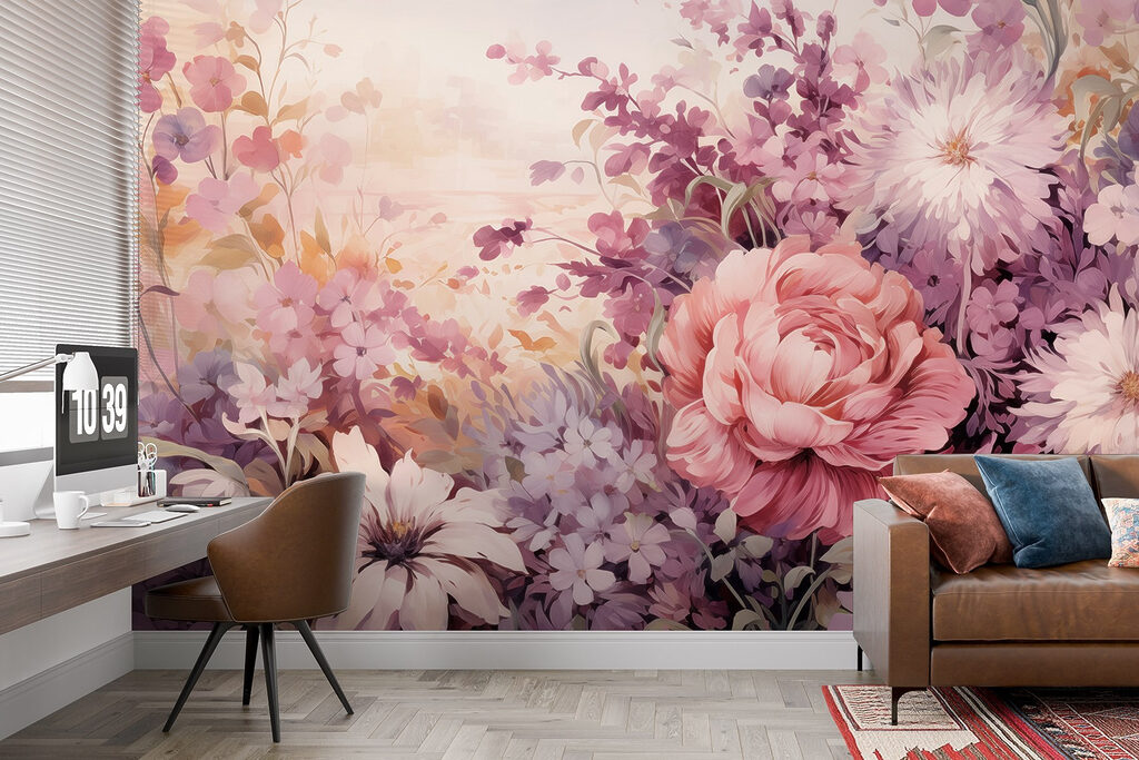 Painting of flowers and leaves