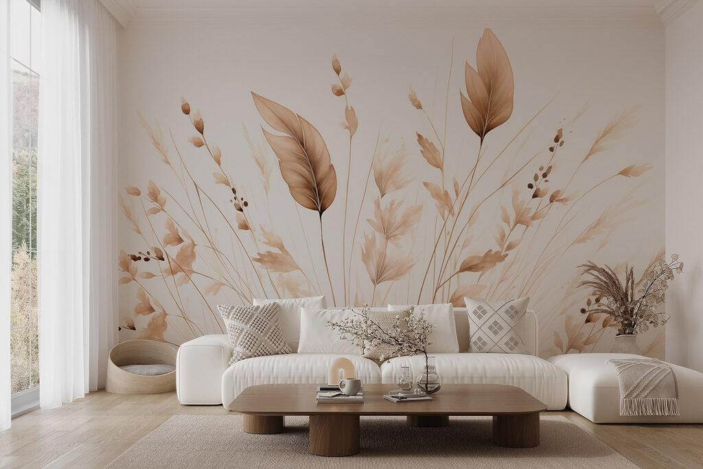 Delicate leaves grace a soft backdrop Delicate leaves grace a soft backdrop