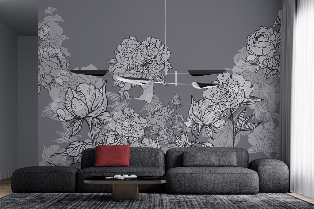 Group of flowers on a gray background Group of flowers on a gray background