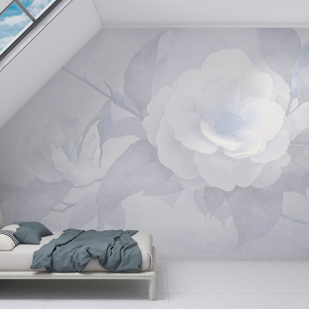 White flower with leaves