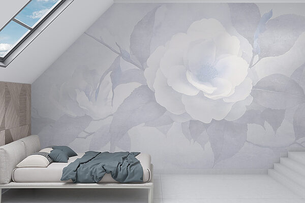 Weiße Blume mit Blättern Weiße Blume mit Blättern