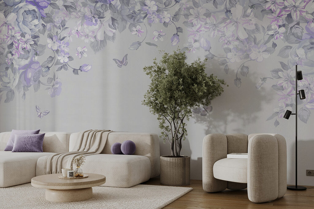 A floral design with butterflies