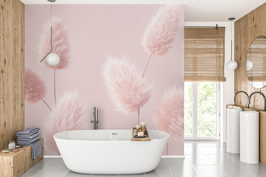Fototapeten Eine Gruppe flauschiger rosa Blüten – Bild 3