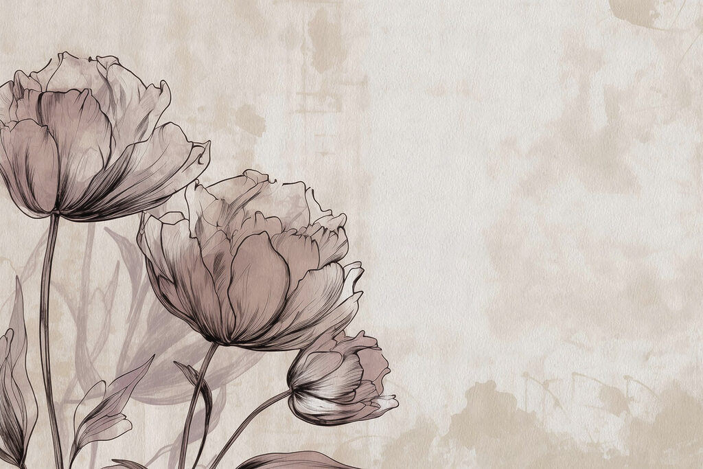 Zeichnung von Blumen auf einem weißen Hintergrund Zeichnung von Blumen auf einem weißen Hintergrund