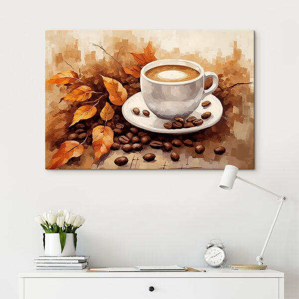 Kaffeetasse und Bohnen auf einer Untertasse Kaffeetasse und Bohnen auf einer Untertasse