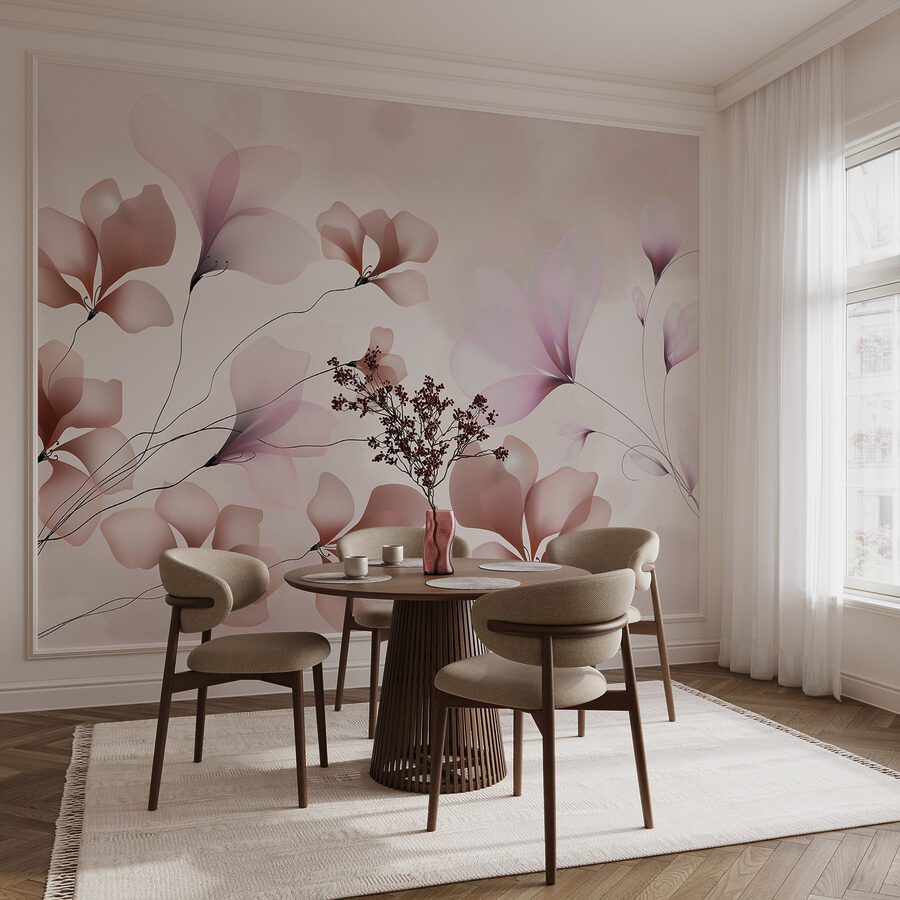 Zarte Blüten in sanften Pastelltönen