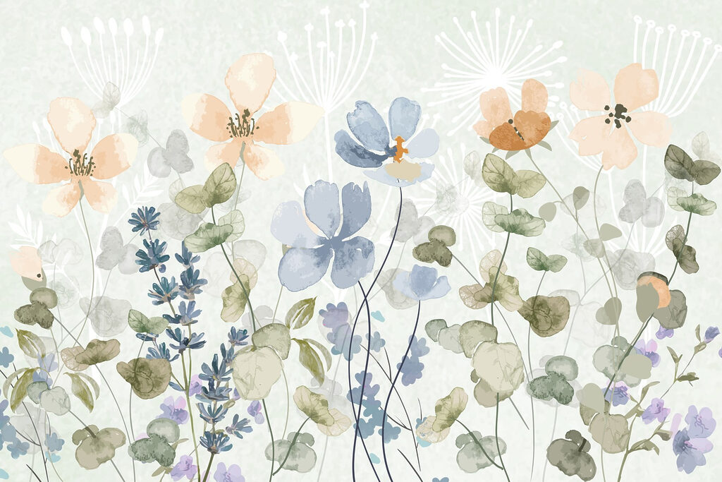 Malerei von Blumen und Blättern Malerei von Blumen und Blättern