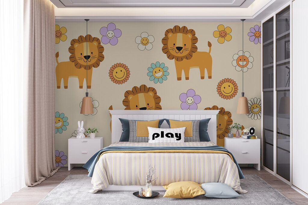 Gruppe von Cartoon-Löwen und Blumen w03863pir15mr 1024x683 - Gruppe von Cartoon-Löwen und Blumen