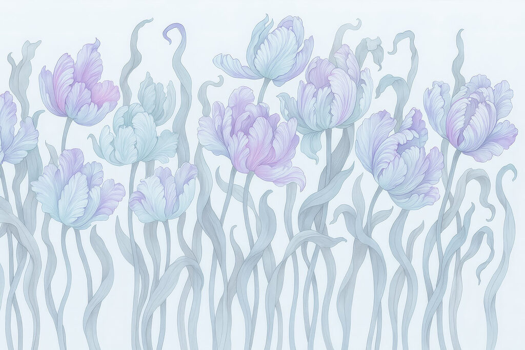 Gruppe von Blumen mit Blättern Gruppe von Blumen mit Blättern