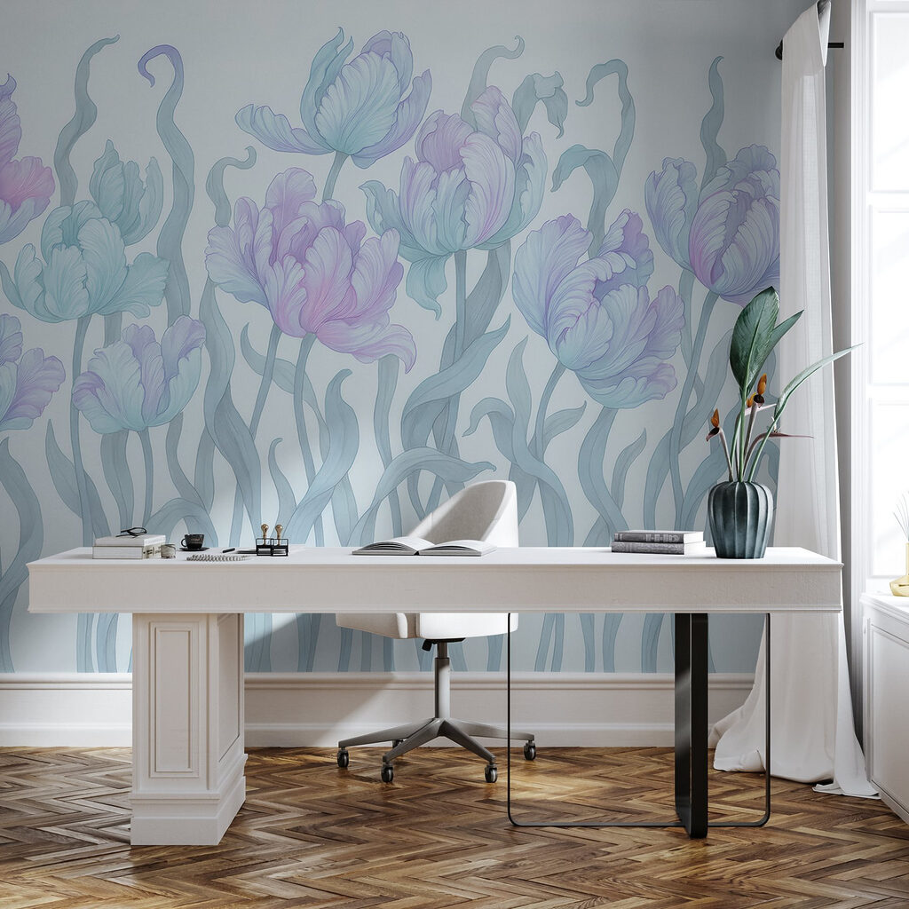 Group of flowers with leaves