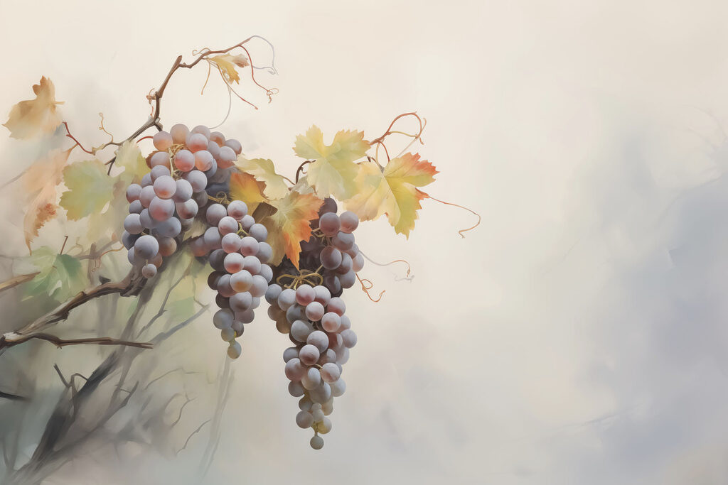 Bunch of grapes on a vine