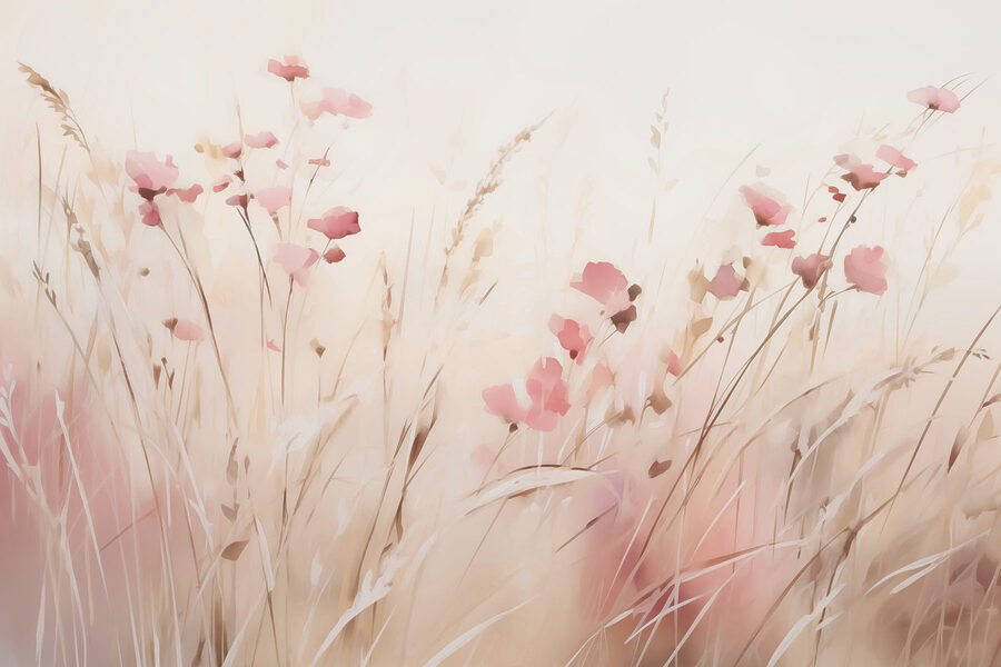 Feld mit rosa Blumen