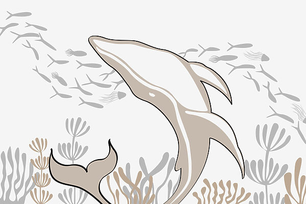 Delfin schwimmt im Meer Delfin schwimmt im Meer