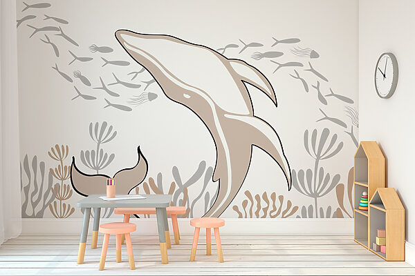Delfin schwimmt im Meer Delfin schwimmt im Meer