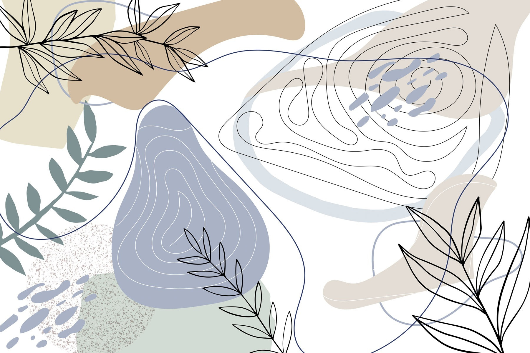 Abstract shapes and leafy accents Abstract shapes and leafy accents